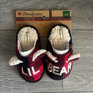 Dearfoams Plaid Lil Bear Slippers